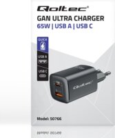 Qoltec Gan Ultra USB-A / USB-C Hálózati töltő - Fekete (65W)