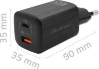 Qoltec Gan Ultra USB-A / USB-C Hálózati töltő - Fekete (65W)