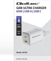 Qoltec Gan Ultra USB-A / USB-C hálózati töltő - Fehér (65W)