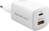 Qoltec Gan Ultra USB-A / USB-C hálózati töltő - Fehér (65W)