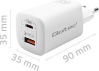 Qoltec Gan Ultra USB-A / USB-C hálózati töltő - Fehér (65W)