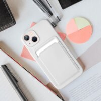 Haffner Apple iPhone 15 Plus Hátlap Tok Kártyatartóval - Fehér