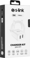 S-Link SL-EC50T 2x USB-A Hálózati Töltő Adapter 12W + USB-C kábel - Fehér