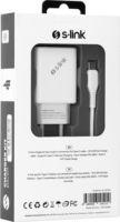 S-Link SL-EC50T 2x USB-A Hálózati Töltő Adapter 12W + USB-C kábel - Fehér