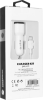 S-Link SL-EC30L 2x USB-A Autós töltő + Lightning kábel - Fehér (17W)