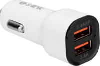 S-Link SL-EC30L 2x USB-A Autós töltő + Lightning kábel - Fehér (17W)
