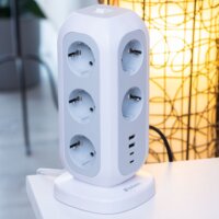 Verbatim EUPT-01 230V Elosztó 11 aljzatos 2m - Fehér/Szürke