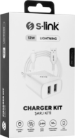 S-Link SL-EC50L 2x USB-A Hálózati töltő + Lightning kábel - Fehér (12W)