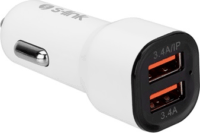 S-Link SL-EC30T 2x USB-A Autós töltő + USB-C kábel - Fehér (17W)