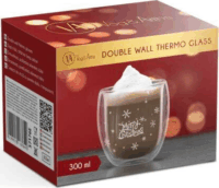 Family Christmas 57176E 300ml Dupla Falú Üveg Pohár - Hópehely Mintás