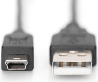 Digitus USB-A 2.0 apa - Mini USB-B apa kábel 1,8m - Fekete
