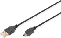 Digitus USB-A 2.0 apa - Mini USB-B apa kábel 1,8m - Fekete