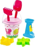 Homokozókészlet mini vízimalommal, rózsaszín szitával (7 darabos)