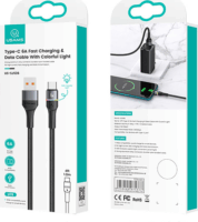 USAMS US-SJ536 USB-A apa - USB-C apa 2.0 Adat és töltőkábel - Fekete (1.2m)