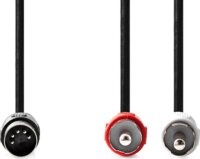 Nedis CAGL20200BK10 DIN 5 Tűs apa - 2x RCA apa Kábel (1m) - Fekete