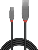 Lindy Anthra Line USB-A apa - Mini USB-B apa 2.0 Adat és töltő kábel - Fekete (3m)