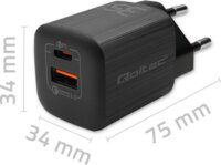 Qoltec GaN Ultra USB-C / USB-A Hálózati töltő - Fekete (35W)