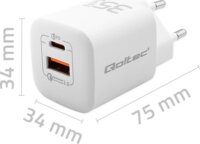 Qoltec GaN Ultra USB-C / USB-A Hálózati töltő - Fehér (35W)