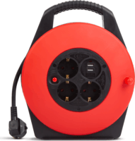 Delight 20239 250V Kábeldob 3 aljzatos 10m - Fekete/Piros