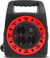 Delight 20241 250V Kábeldob 3 aljzatos 15m - Fekete/Piros