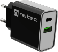 Natec Ribera NUC-2062 USB-C / USB-A Hálózati Töltő Adapter 20W - Fekete