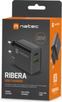 Natec Ribera NUC-2062 USB-C / USB-A Hálózati Töltő Adapter 20W - Fekete