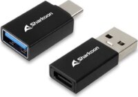 Sharkoon officepal USB-A apa - USB-C anya és USB-A anya - USB-C apa adapter - Fekete