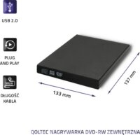 Qoltec 51858 Külső USB-A DVD/CD Íro - Fekete