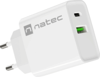 Natec Ribera NUC-2061 USB-C / USB-A Hálózati Töltő Adapter 20W - Fehér