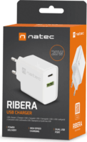 Natec Ribera NUC-2061 USB-C / USB-A Hálózati Töltő Adapter 20W - Fehér