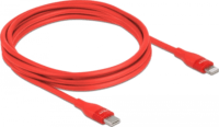 Delock 86635 USB Type-C apa - Lightning apa Adat és töltő kábel - Piros (2m)