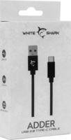 White Shark ADDER USB-A apa - USB-C Adat és töltő kábel - Fekete (2m)