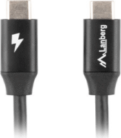 LANBERG USB-C apa- USB-C apa Adat és töltő kábel - Fekete (1m)