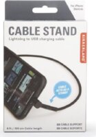 Kikkerland US200-EU Lightning apa - USB-A apa töltőkábel és telefontámasz - Fekete (1,8m)