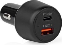 Nedis CCPD30W100BK USB-A / USB-C Autós töltő - Fekete (48W)