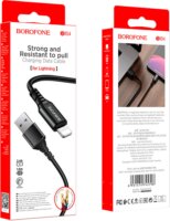 Borofone BX54 USB-A apa - Lightning apa 2.0 iPhone töltőkábel - Fekete (1m)