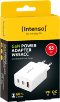 Intenso Power Adapter W65ACC GaN 2x USB-C / USB-A Hálózati Gyorstöltő Adapter - Fehér (65W)