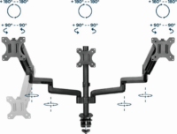 Gembird MA-DA3-01 17"-27" LCD TV/Monitor asztali tartó - Fekete (3 kijelző)