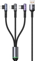 Usams SJ561USB01 3in1 USB Type-A apa - USB Type-C / microUSB / Lightning iPhone töltőkábel - Fekete (1.2m)