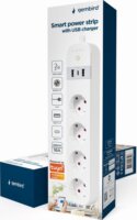 Gembird okos elosztó USB töltővel 4 aljzatos 1,5m - Fehér