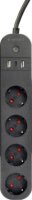 Gembird okos elosztó USB töltővel 4 aljzatos 1,5m - Fekete