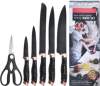 Iris KT-015-BK Konyhai kés készlet 7 darabos - Márványos tartóval