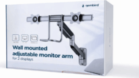 Gembird MA-WA2-02 17"-32" LCD TV/Monitor fali tartó - Fekete (2 kijelző)