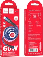 Hoco U110 USB-C apa - USB-C apa 2.0 Adat és töltőkábel - Kék (1.2m)