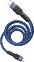 Hoco U110 USB-C apa - USB-C apa 2.0 Adat és töltőkábel - Kék (1.2m)