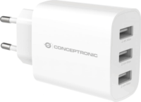Conceptronic ALTHEA13W 3x USB-A Hálózati Gyorstöltő Adapter 30W - Fehér
