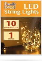 Family Decor 58043B Beltéri LED fényfüzér 1m - Meleg fehér