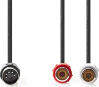Nedis CAGL20250BK02 Din-5 apa - 2x RCA anya Kábel (0.2m)