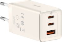 Baseus GaN5 2x USB-C / USB Hálózati töltő - Fehér (65W)