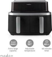 Nedis KAAF320BK 2x4.2L Forrólevegős fritőz - Fekete